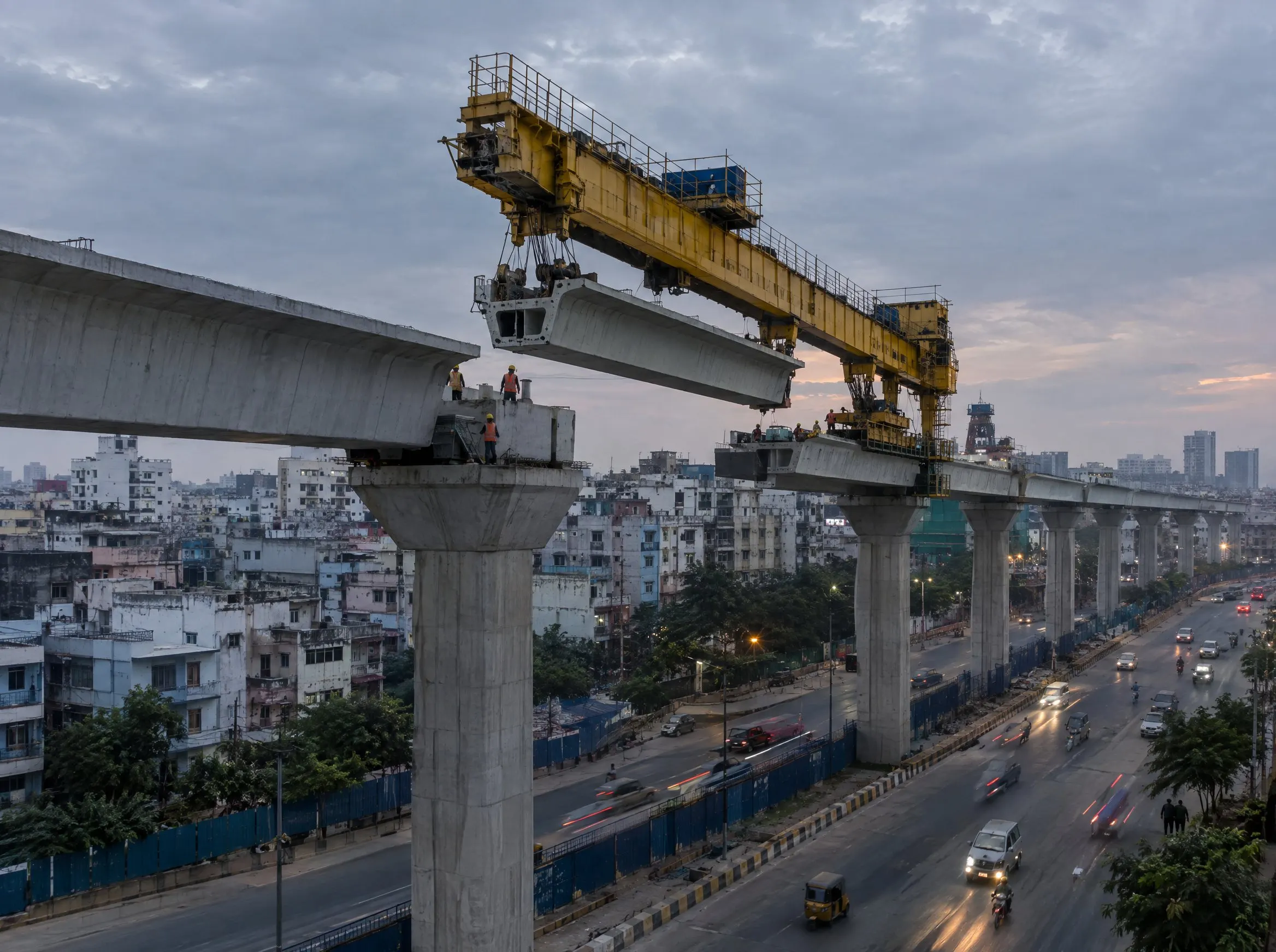 Post-tensioned concrete metro rails